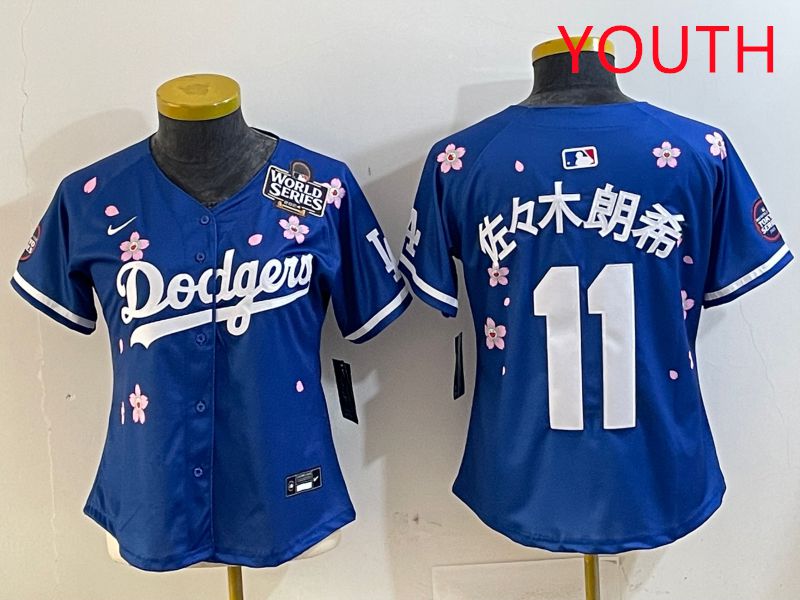 Youth Los Angeles Dodgers #11 R.Sasaki Blue Sakura Edition 2025 Nike MLB Jersey style 6